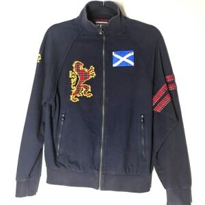Diadora Scotland Tartan Army  Full Zip Jacket Men's XS Blue Athletic Streetwear
